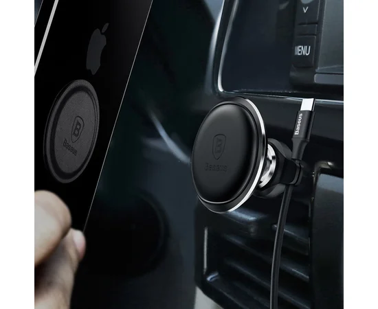 Автодержатель магнитный Baseus Magnetic Air Vent OS with cable clip (C40141201113-00) Black