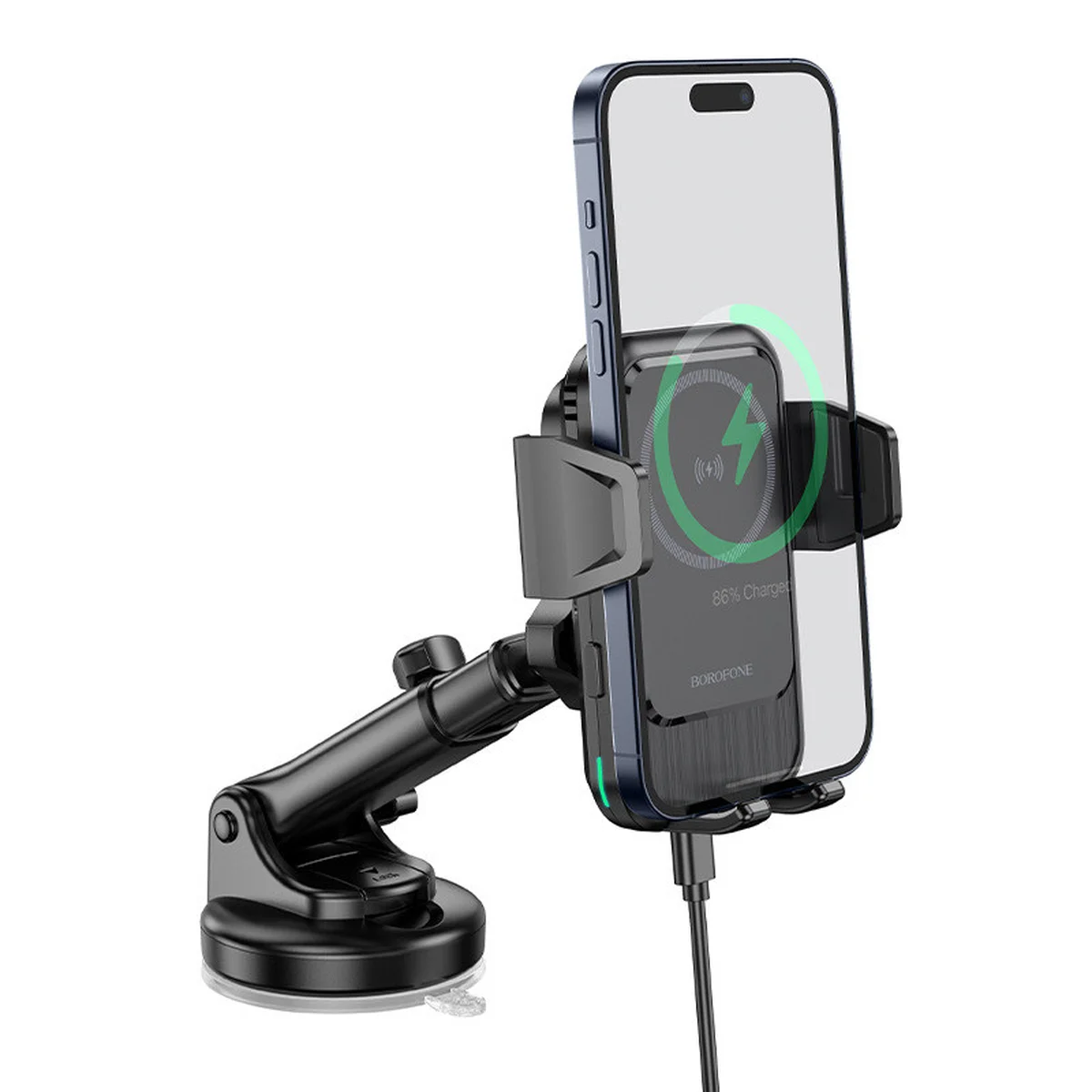 Автотримач із БЗУ Borofone BH217 Colby smart Black