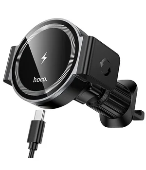 Автоутримувач із БЗУ Hoco HW35 Power 15W (air outlet) Black