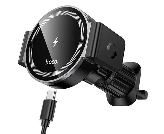 Автодержатель с БЗУ Hoco HW35 Power 15W (air outlet) Black