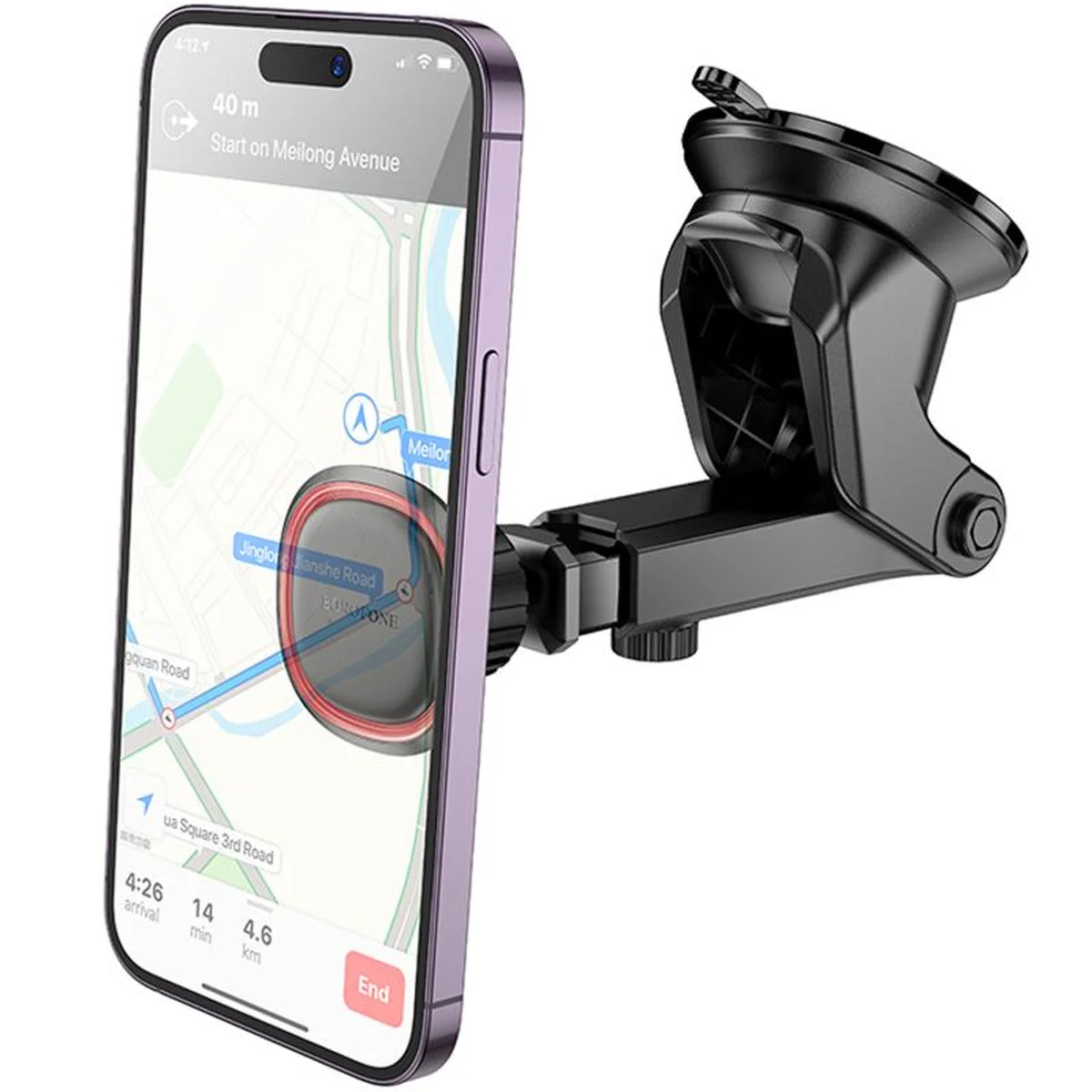 Автоутримувач Borofone BH125 Roman magnetic (center console) Black / Red