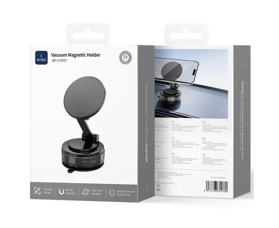Автодержатель WIWU Wi-CH057 Holdex Magnetic Car Holder with Vacuum Mount Black