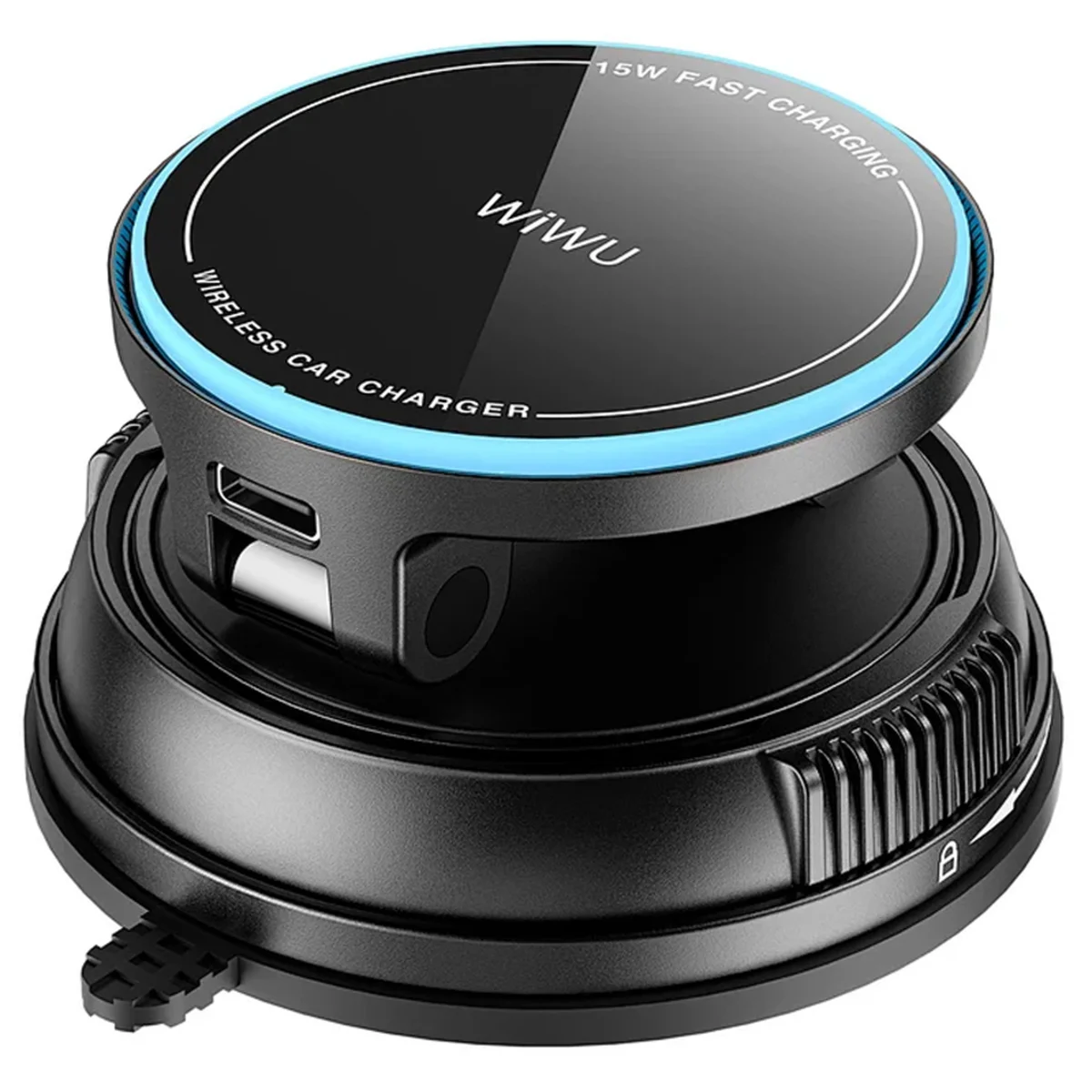 Автодержатель с БЗУ WIWU CH-326 Universal Vacuum Suction Magnetic 15W Black