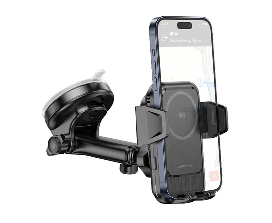 Автодержатель с БЗУ Borofone BH217 Colby smart Black