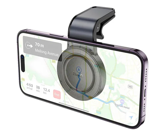 Автодержатель Hoco H59 Show ring magnetic (L air outlet) Black / Metal gray