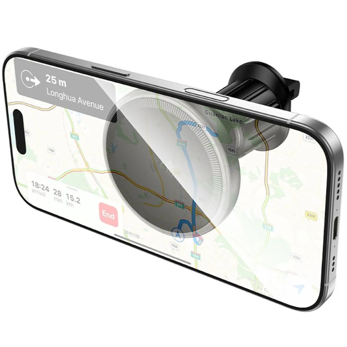 Автодержатель с БЗУ Borofone BH224 Flash 15W (air outlet) Black