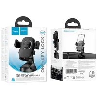 Автоутримувач Hoco H76 Crown one-button (center console) Black / Metal gray