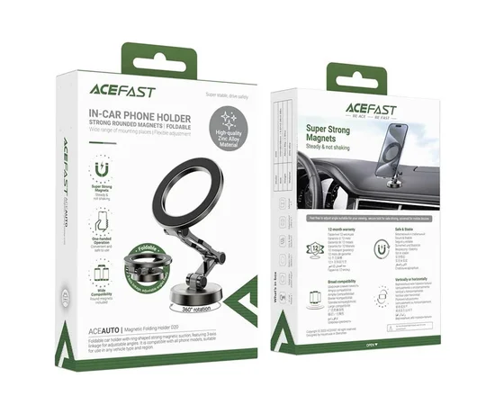 Автодержатель Acefast D20 magnetic car holder Metal gray