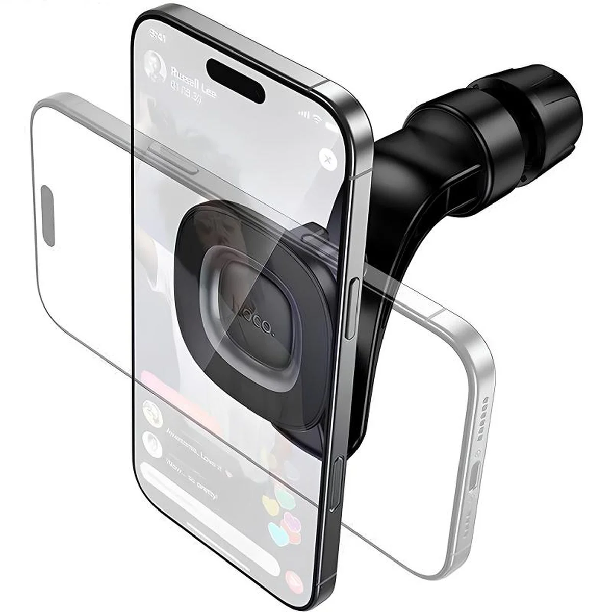 Автодержатель Hoco H99 Crown magnetic на подголовник Black metal gray