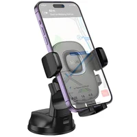 Автоутримувач Hoco H76 Crown one-button (center console) Black / Metal gray