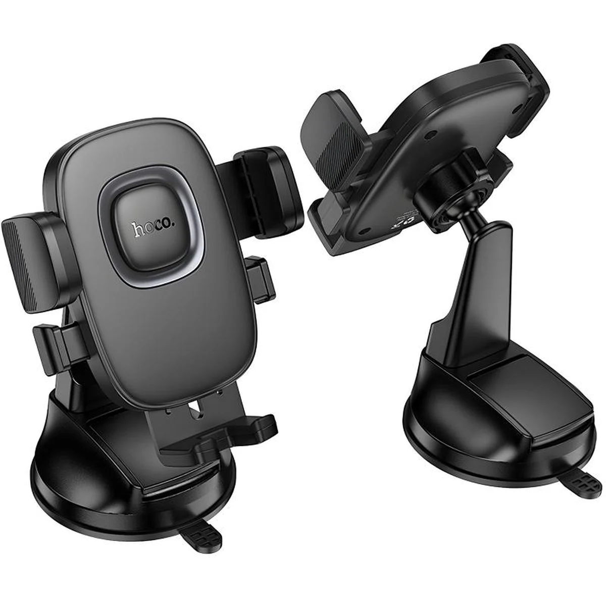 Автоутримувач Hoco H76 Crown one-button (center console) Black / Metal gray