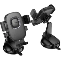 Автоутримувач Hoco H76 Crown one-button (center console) Black / Metal gray