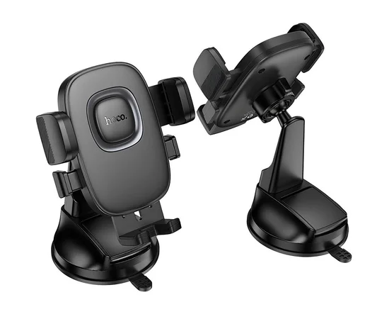 Автодержатель Hoco H76 Crown one-button (center console) Black / Metal gray