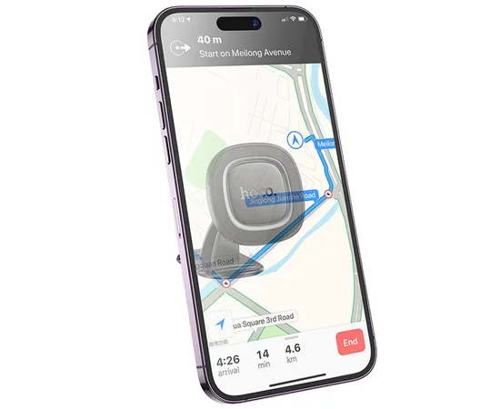 Автодержатель Hoco H73 Crown magnetic (center console) Black / Metal gray