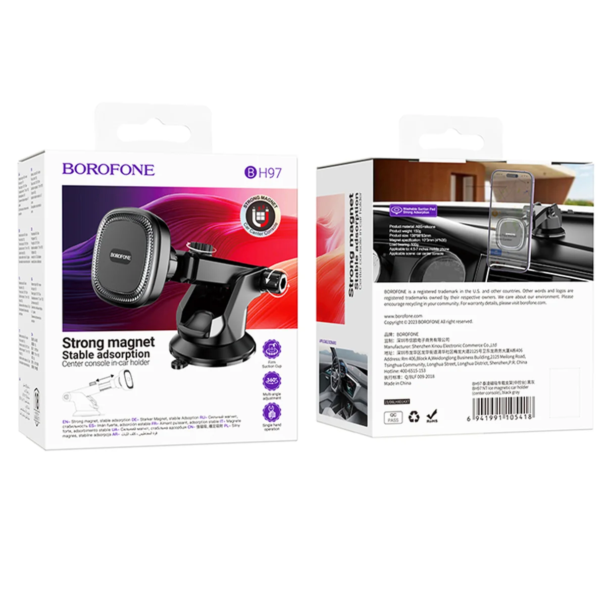 Автодержатель Borofone BH97 NT Ice Black / Gray