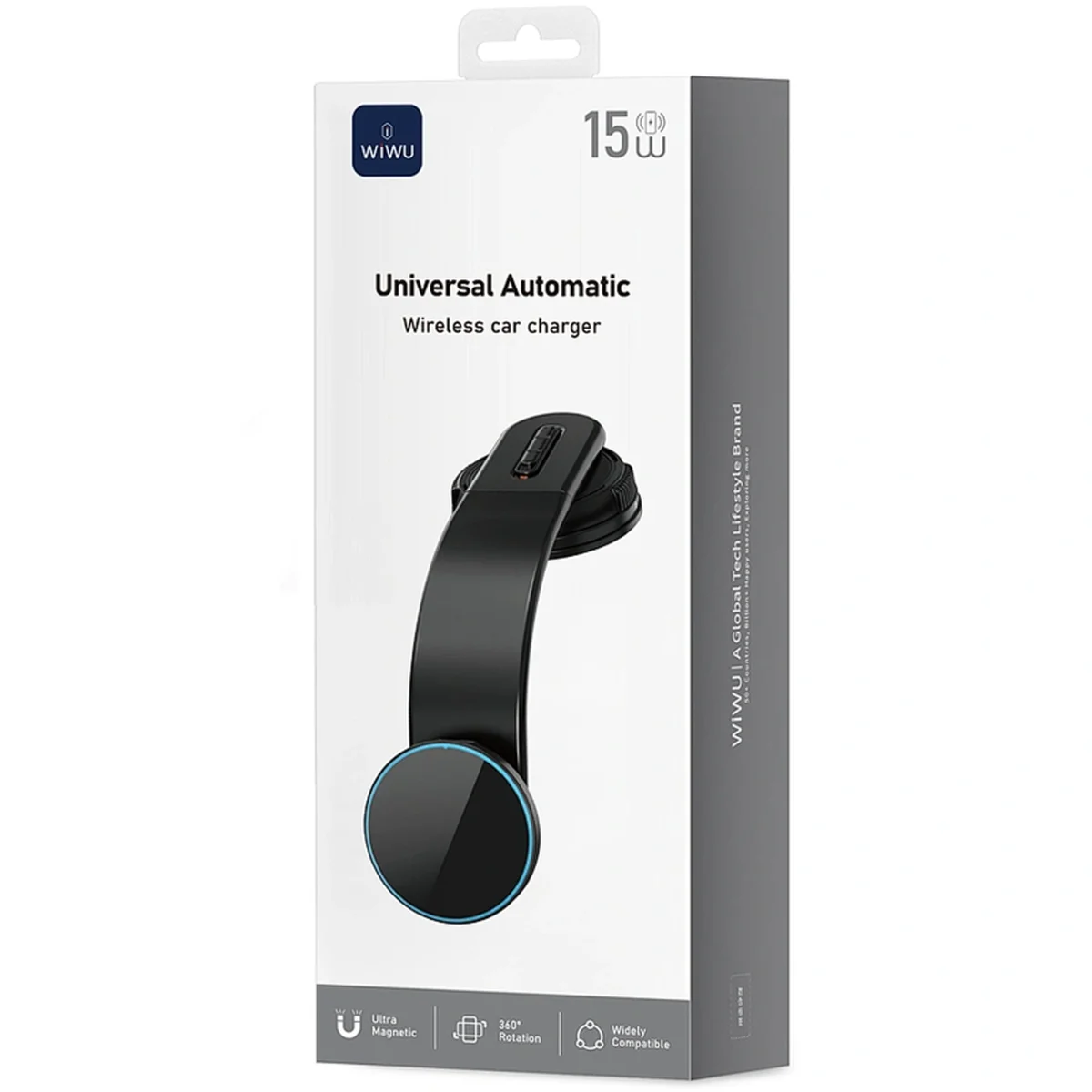 Автодержатель с БЗУ WIWU CH-327 Universal Automatic 15W Black