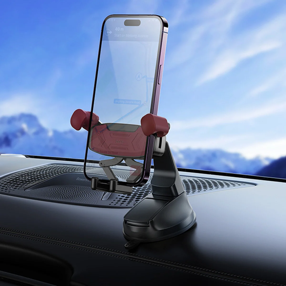 Автотримач Hoco H67 Gamble gravity linkage (center console) Black / Red