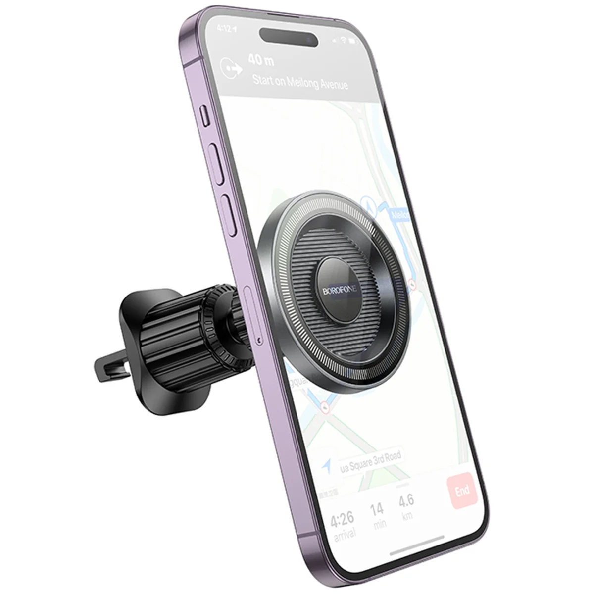 Автодержатель Borofone BH122 Profit ring magnetic (air outlet) Black / Metal gray