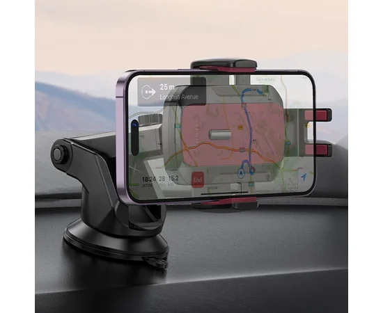 Автодержатель Hoco H65 Gamble one-button (center console) Black / Red