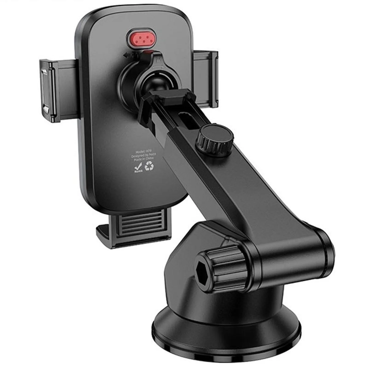 Автоутримувач Hoco H79 Vista push-type (center console) Black / Metal gray