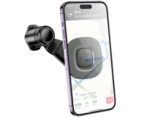 Автодержатель Hoco H74 Crown ring magnetic (air outlet) Black / Metal gray