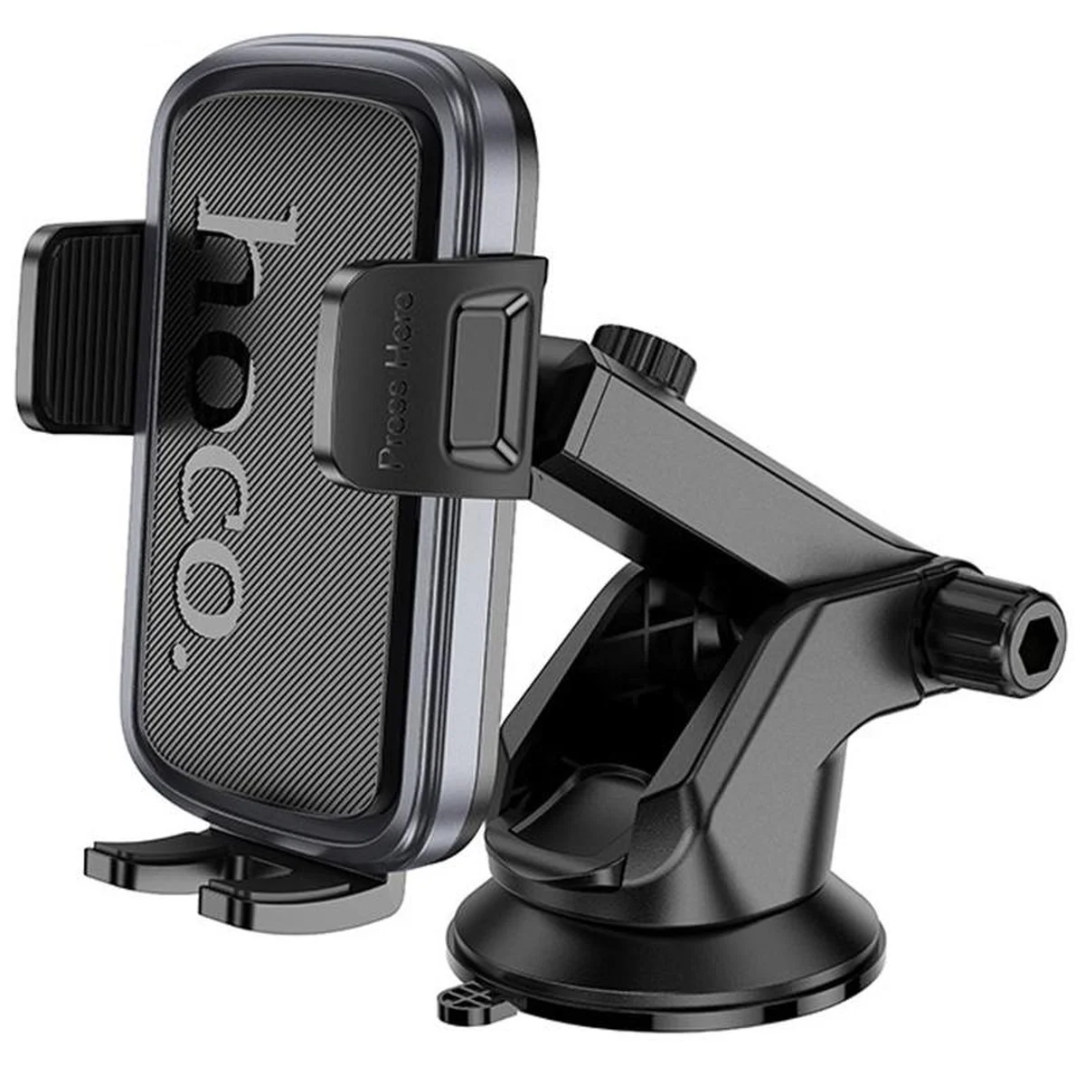 Автоутримувач Hoco H79 Vista push-type (center console) Black / Metal gray