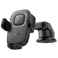 Автодержатель с БЗУ Hoco HW32 Crown push-type (center console) Black / Metal gray