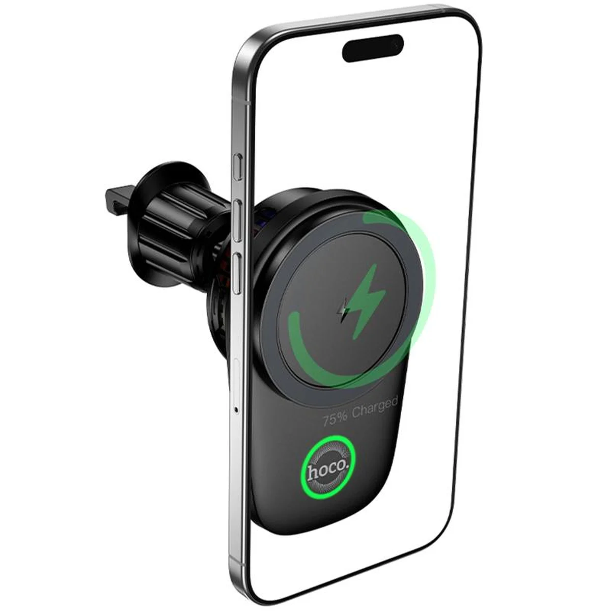 Автодержатель с БЗУ Hoco HW36 Electric 15W with cooler (air outlet) Black