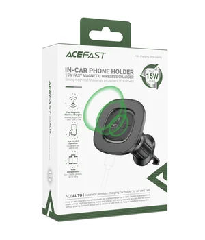 Автодержатель с БЗУ Acefast D46 QI2 Magnetic Charging 15W (air outlet) Black