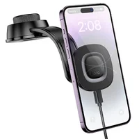 Автодержатель с БЗУ Hoco HW31 Crown Magnetic Wireless Charging 15W Black / Metal gray