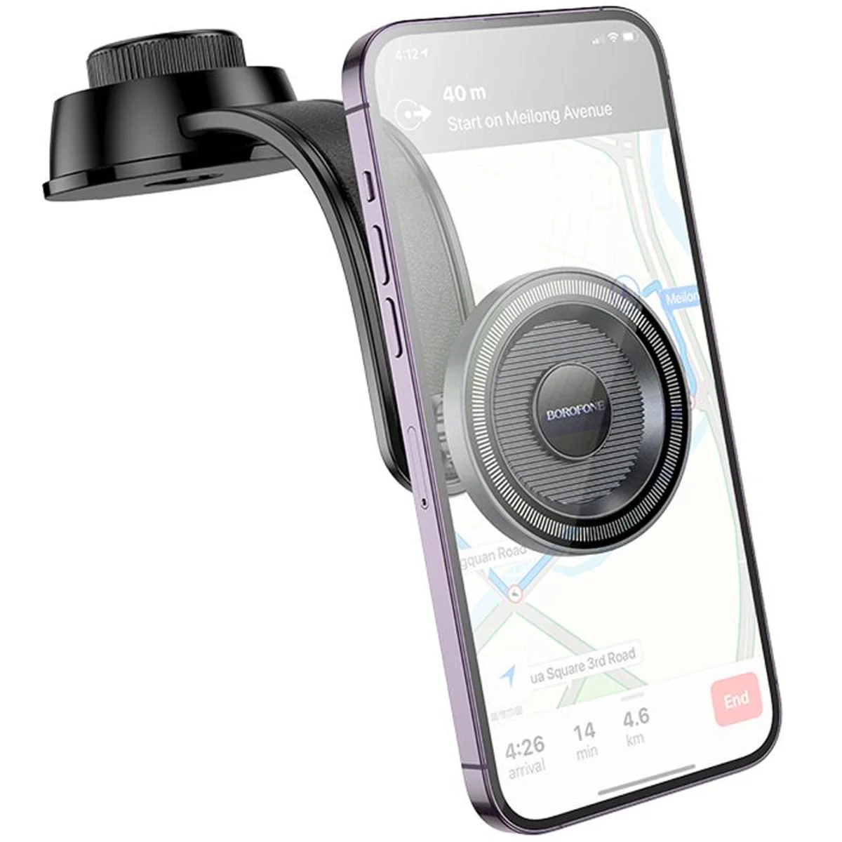 Автодержатель Borofone BH123 Profit magnetic (center console) Black / Metal gray