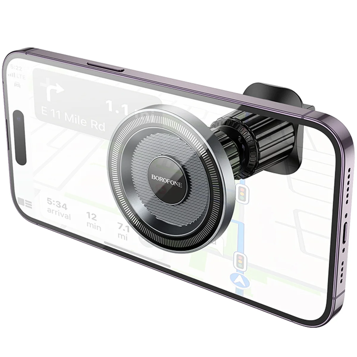 Автодержатель Borofone BH122 Profit ring magnetic (air outlet) Black / Metal gray