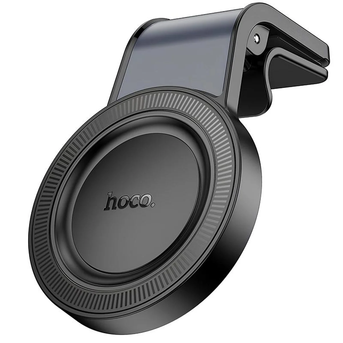 Автодержатель Hoco H59 Show ring magnetic (L air outlet) Black / Metal gray