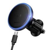 Автоутримувач із БЗУ Borofone BH224 Flash 15W (air outlet) Black