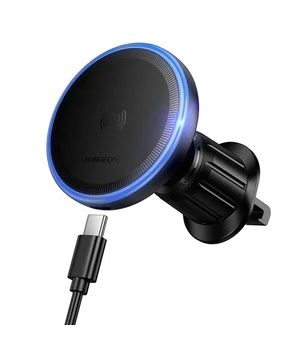 Автоутримувач із БЗУ Borofone BH224 Flash 15W (air outlet) Black