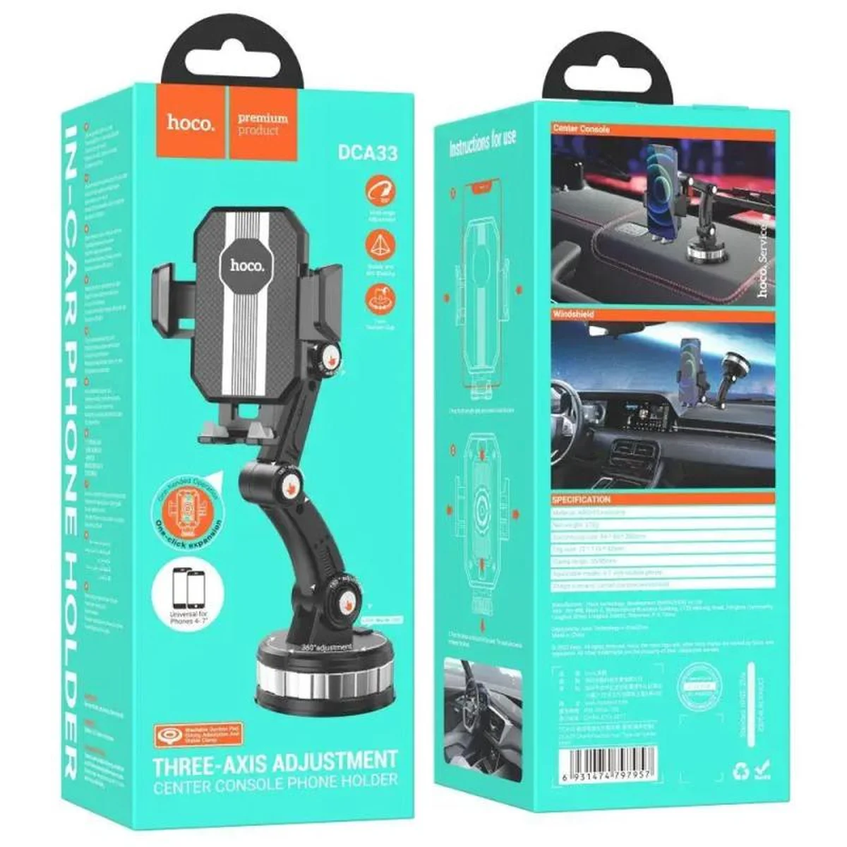 Автоутримувач Hoco DCA33 Axis Black