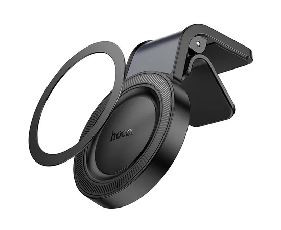 Автоутримувач Hoco H59 Show ring magnetic (L air outlet) Black / Metal gray