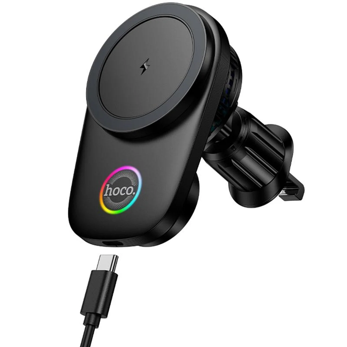 Автотримач із БЗУ Hoco HW36 Electric 15W with cooler (air outlet) Black