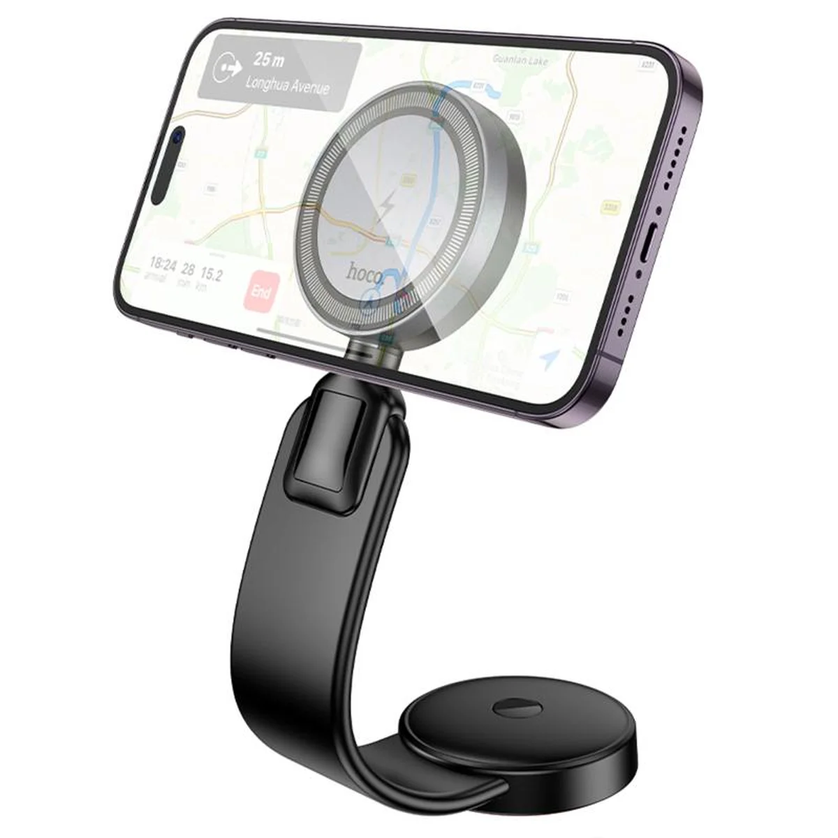 Автодержатель с БЗУ Hoco HW29 Magnetic Wireless Charging 15W Black