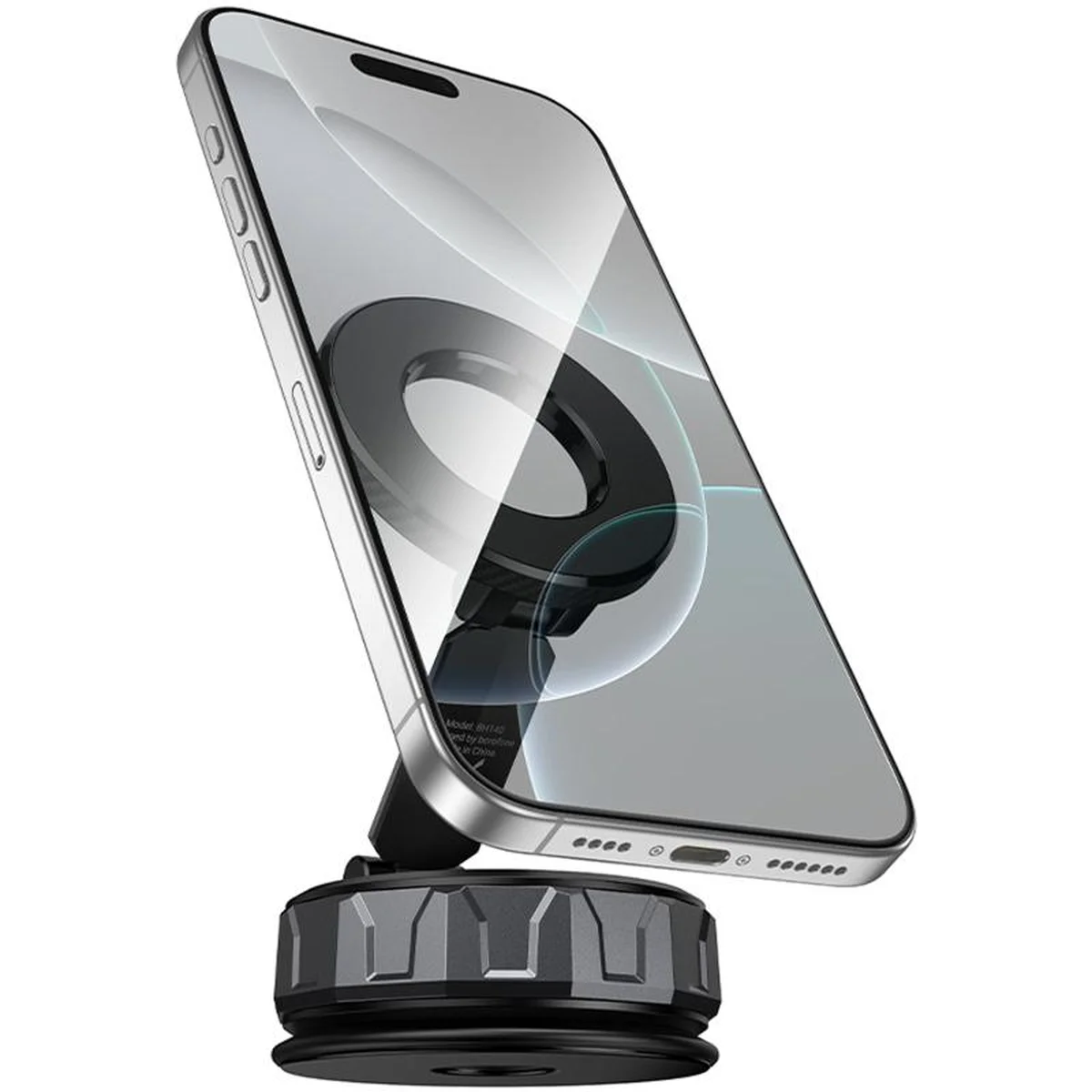 Автоутримувач Borofone BH140 Gloria Vacuum Suction Magnetic (center console) Black / Metal grey
