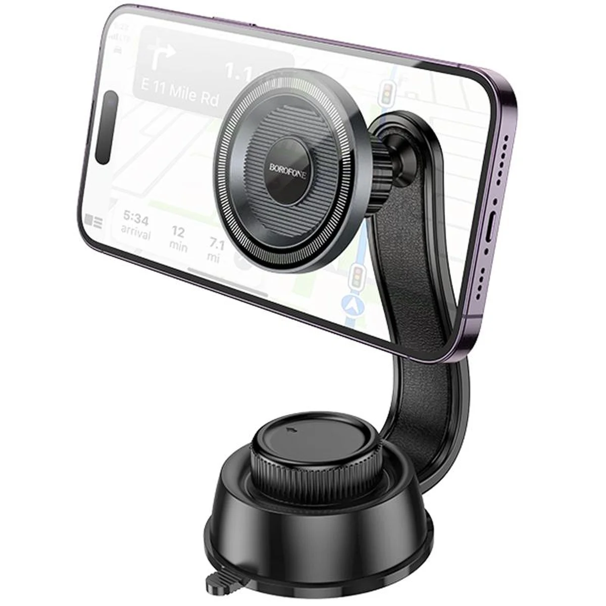 Автодержатель Borofone BH123 Profit magnetic (center console) Black / Metal gray