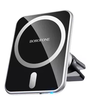 Автотримач із БЗУ Borofone BH43 Magnetic 15W Black steel