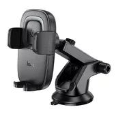 Автодержатель с БЗУ Hoco HW32 Crown push-type (center console) Black / Metal gray