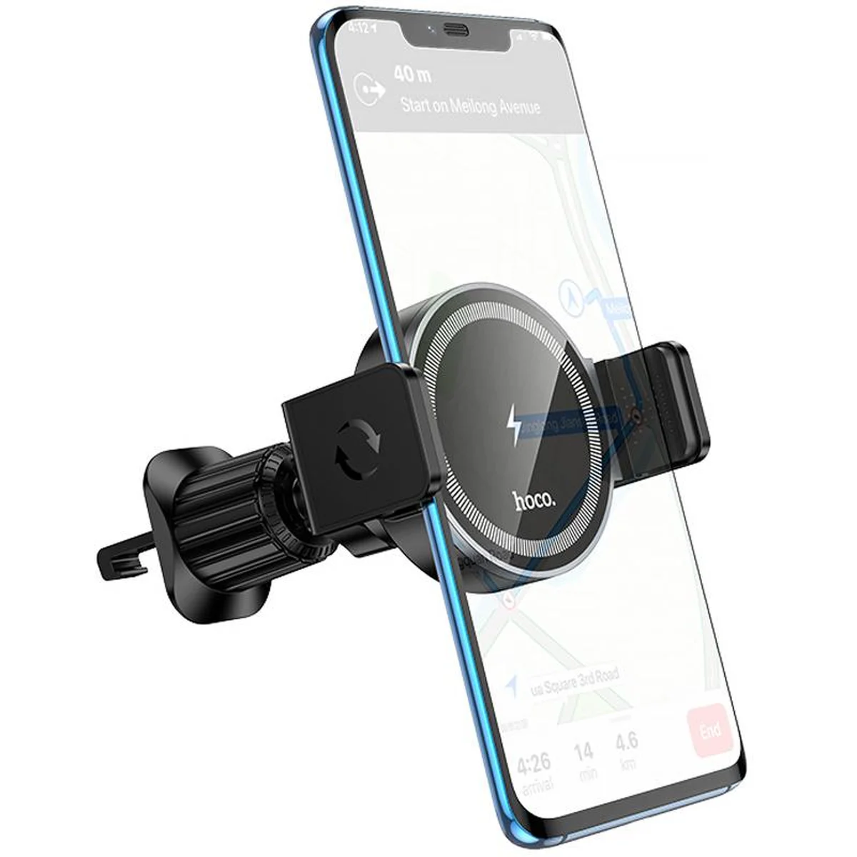 Автоутримувач із БЗУ Hoco HW35 Power 15W (air outlet) Black