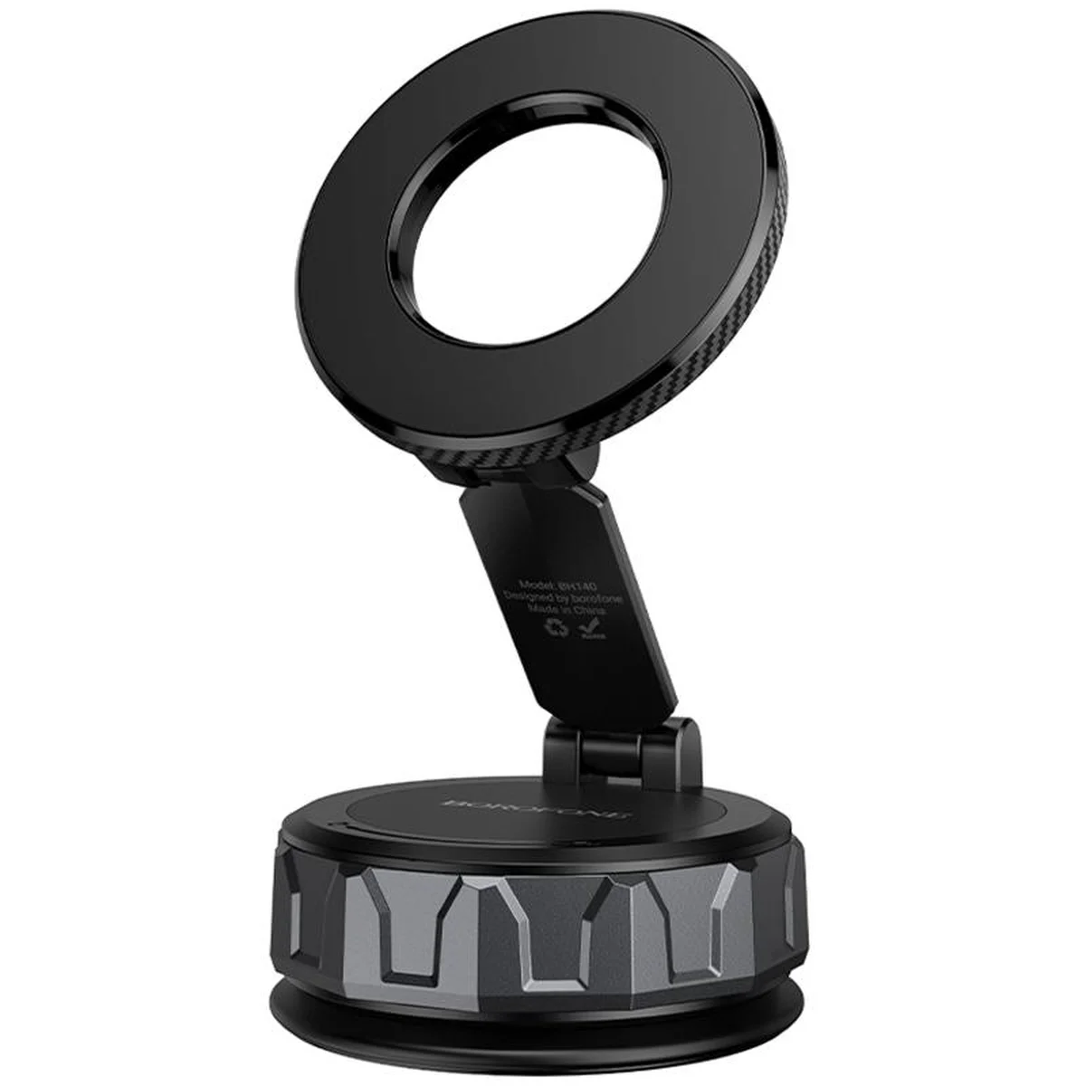 Автоутримувач Borofone BH140 Gloria Vacuum Suction Magnetic (center console) Black / Metal grey