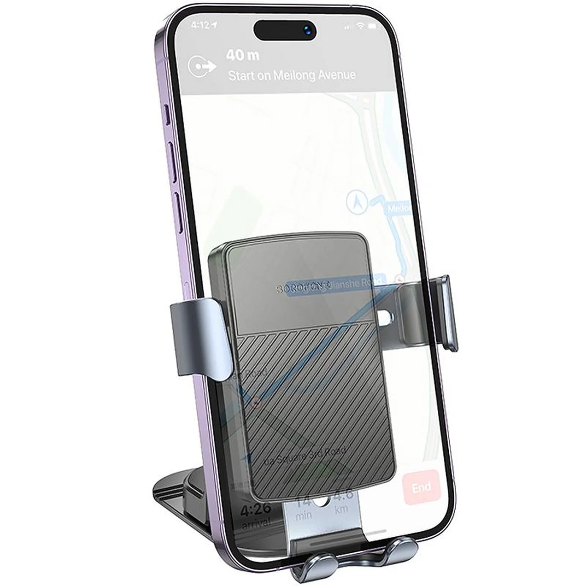 Автодержатель Borofone BH119 Refined (center console) Black / Metal gray