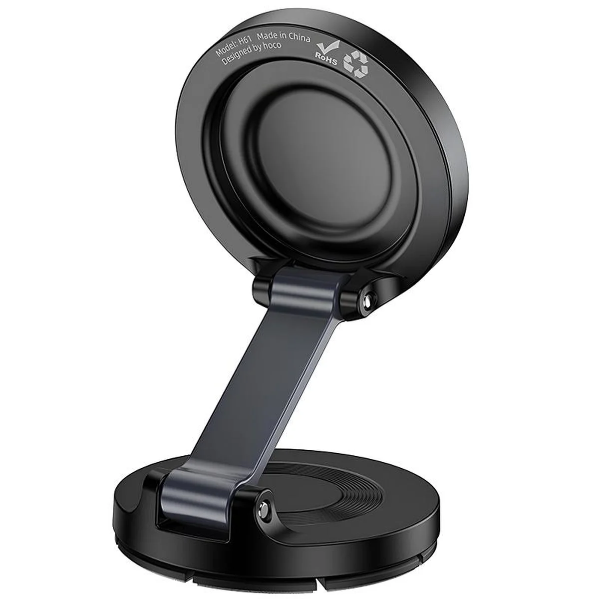 Автоутримувач Hoco H61 Show folding ring magnetic (dashboard) Black / Metal gray