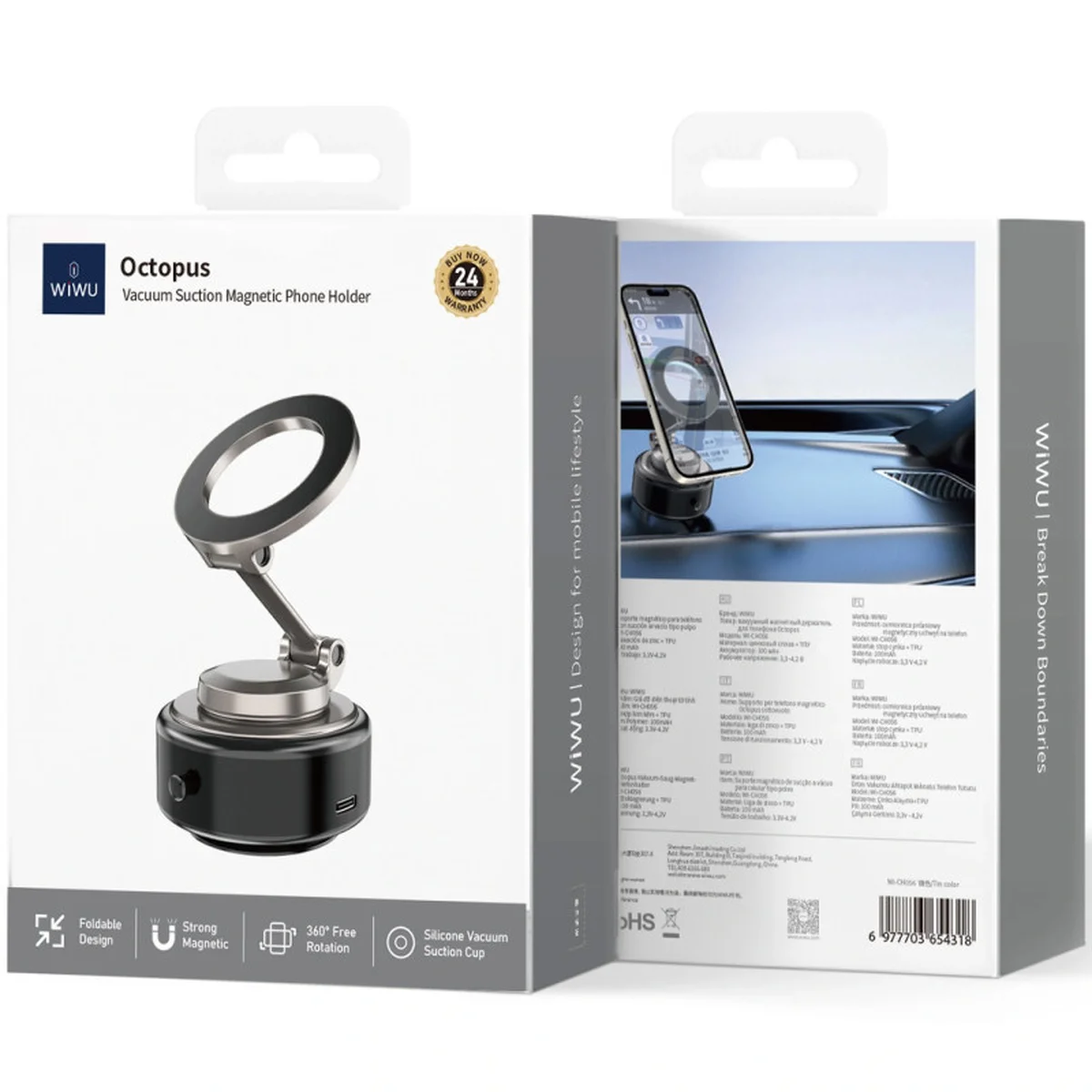 Автодержатель WIWU Wi-CH-056 Octopus Vacuum Suction Magnetic Tarnish