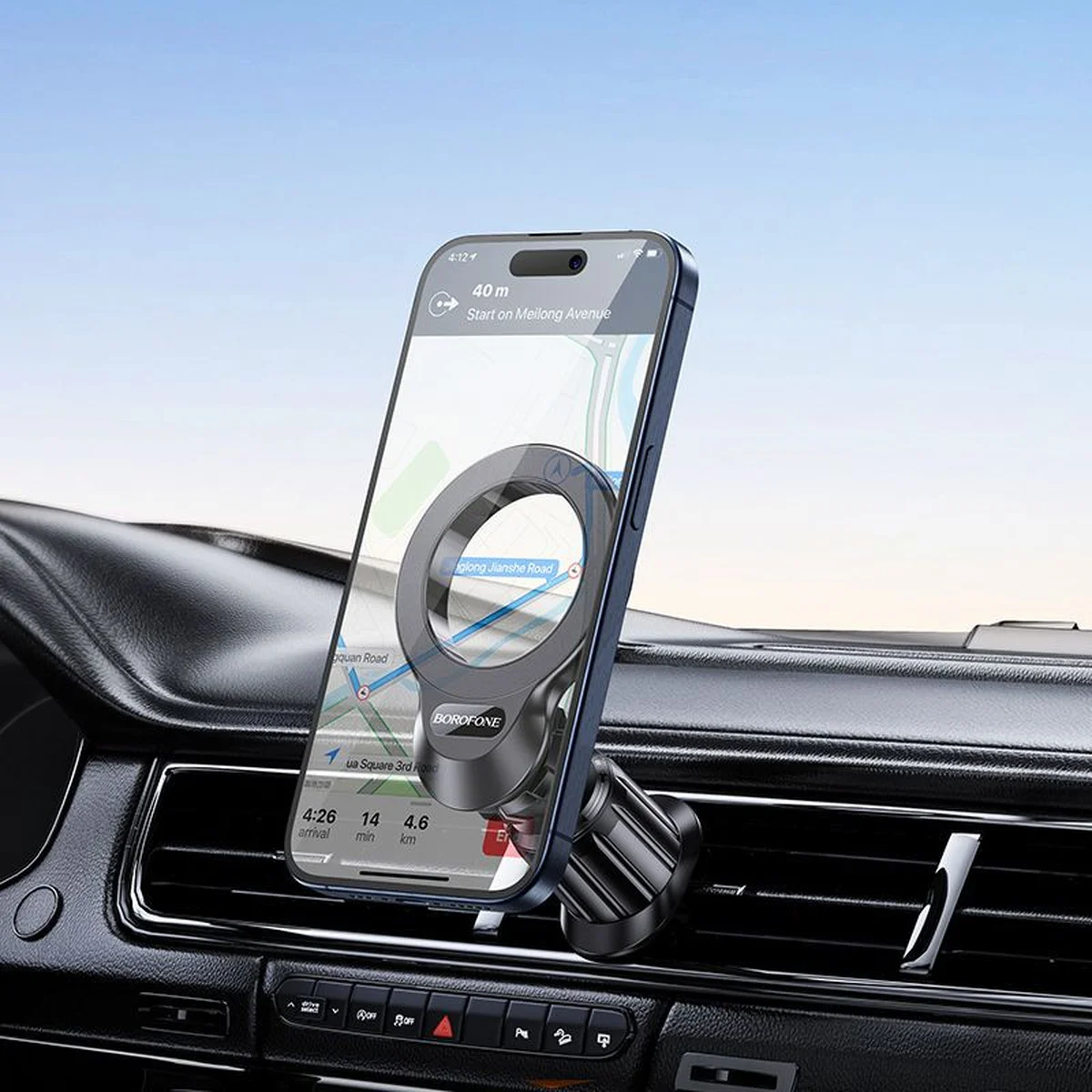 Автодержатель Borofone BH104 Path ring magnetic (air outlet) Black