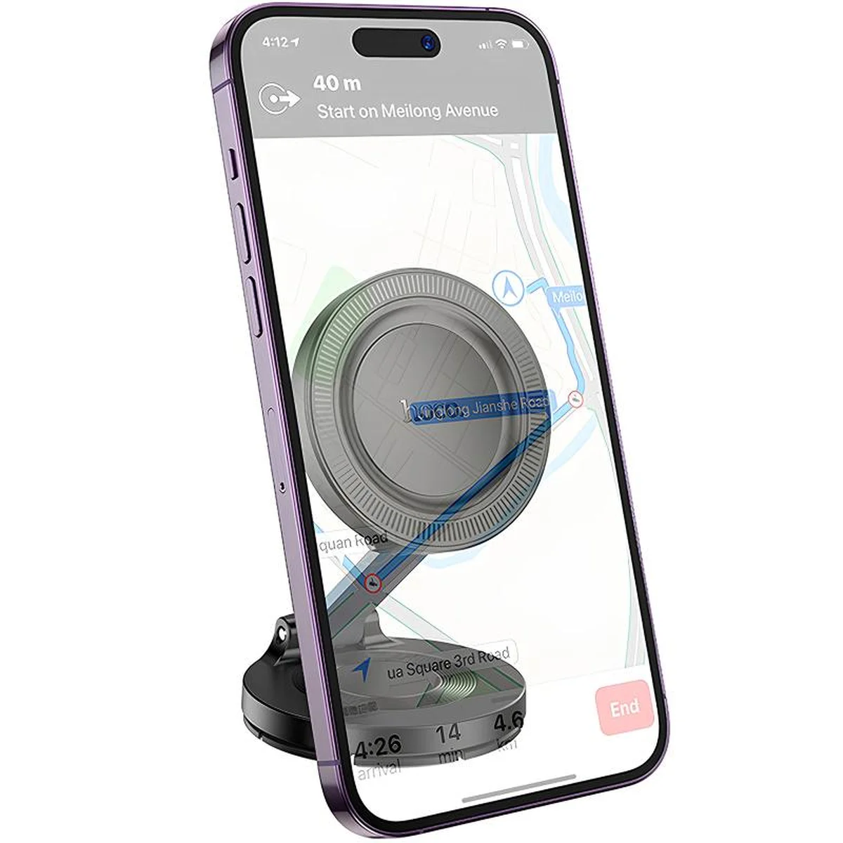 Автоутримувач Hoco H61 Show folding ring magnetic (dashboard) Black / Metal gray